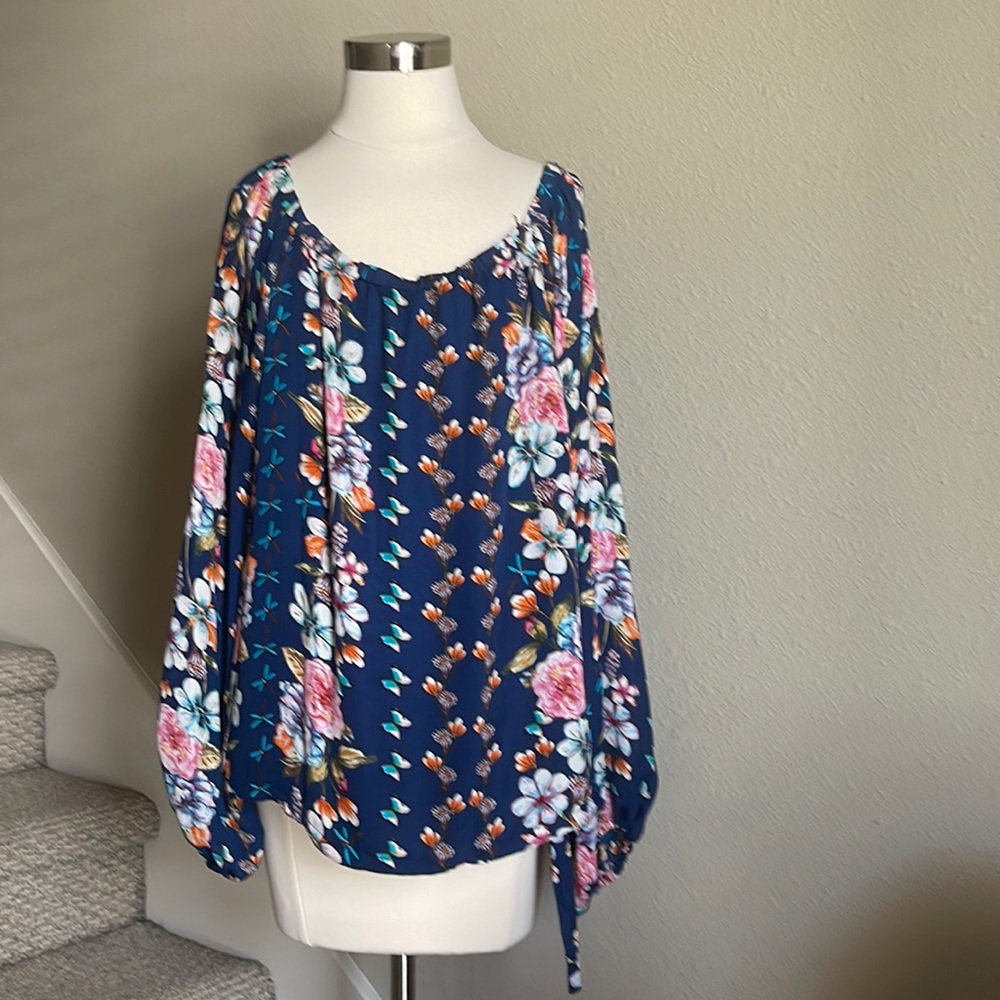 Parker Sz L Off-the Shoulder Floral Top